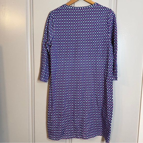 Boden Diamond Pattern Scoop Neck 3/4 Sleeve Cotton Nightgown Size 10R - Picture 8 of 8